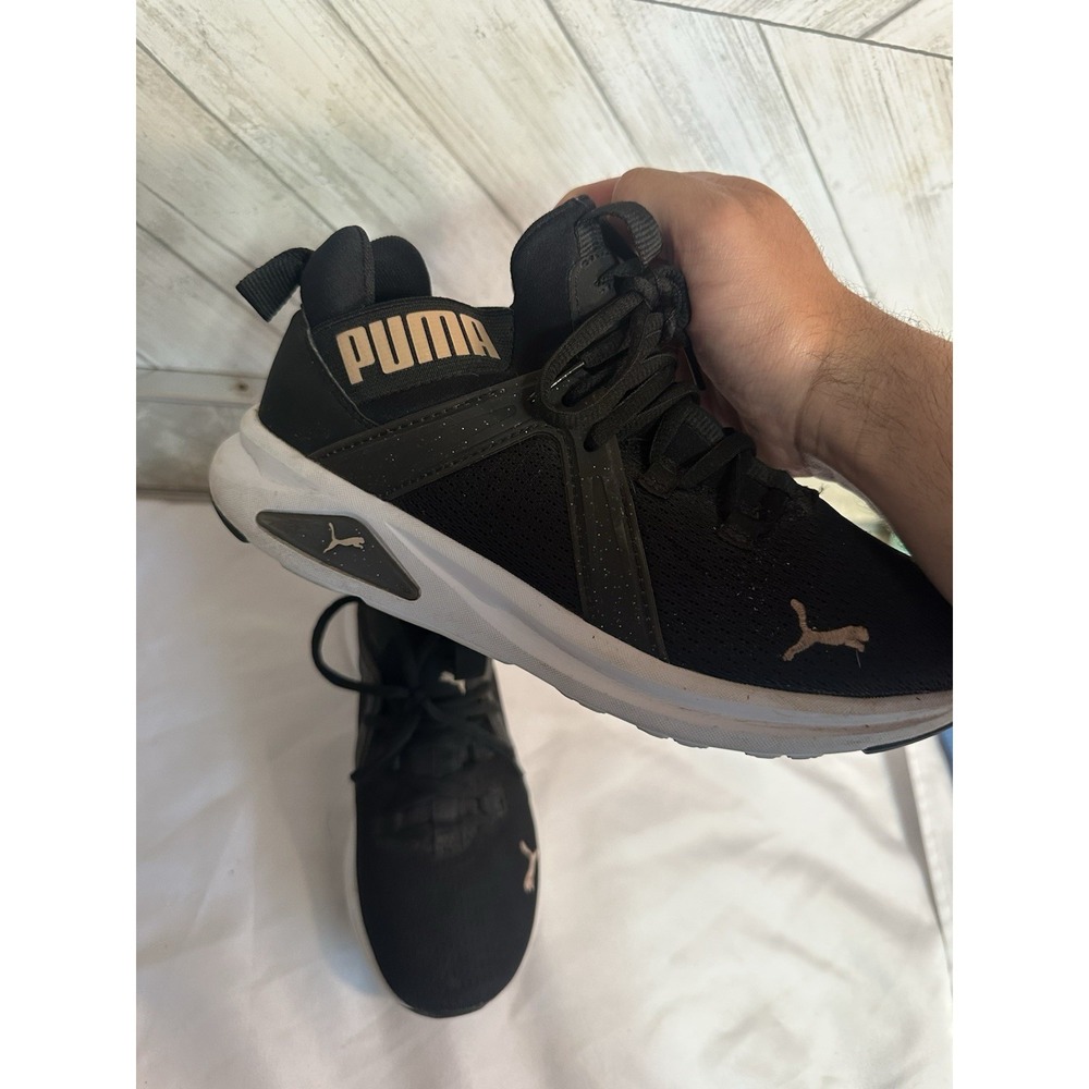 PUMA Wired Unisex Kids Athletic Sneaker Black Lace-Up Mesh Low Top US 8 - Picture 4 of 10